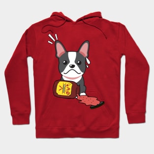 Cute French Bulldog spilled a jar of BBQ Sauce Hoodie